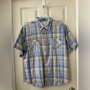 Men’s Weatherproof Vintage Plaid Short Sleeve Button Down Weather Wash Shirt XXL